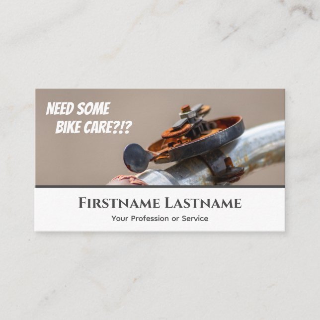 Funny rusty bike bell for Bicycle Repair Shops Business Card (Front)