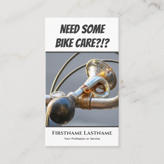 Funny rusty bike horn for Bicycle Repair Shops Business Card (Front)