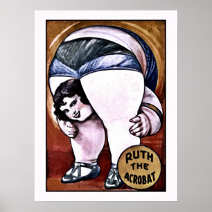 Funny Ruth the Acrobat vintage circus Poster