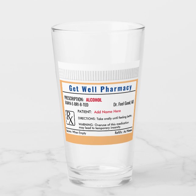 Funny RX Prescription Shot Glass (Front)