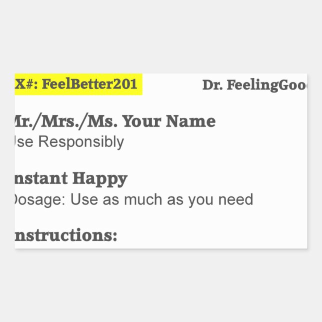 Funny rx prescription sticker (Front)