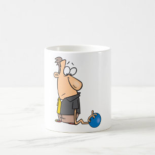 Funny Sad Bowler Character with Bowling Ball Coffee Mug