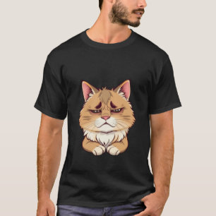 Funny Sad Ginger Cat Tired Eyes ✨🐾🥺 T-Shirt
