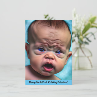 Funny Sad Miss Missing you Friendship card Cute