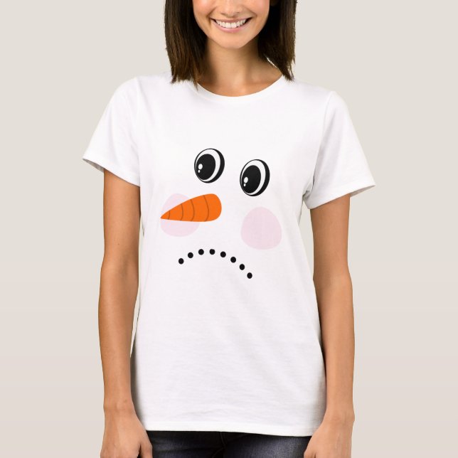 Funny Sad /Snowman Face  T-Shirt (Front)