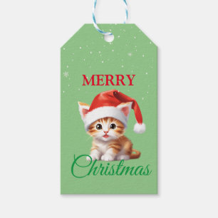 Funny Safari animals Cat Santa Christmas Costume Gift Tags