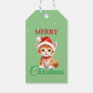 Funny Safari animals Cat Santa Christmas Costume Gift Tags