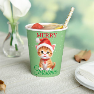 Funny Safari animals Cat Santa Christmas Costume Paper Cups