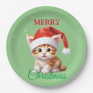 Funny Safari animals Cat Santa Christmas Costume Paper Plate