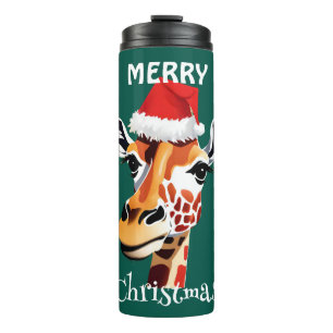 Funny Safari animals Giraffe Santa Xmas party Thermal Tumbler