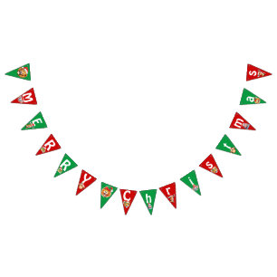 Funny Safari animals Hippo Santa Christmas Costume Bunting Flags