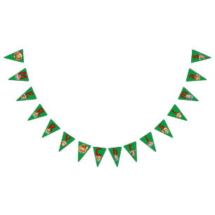 Funny Safari animals Lion Santa Christmas Costume Bunting Flags