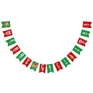 Funny Safari animals Lion Santa Christmas Costume Bunting Flags