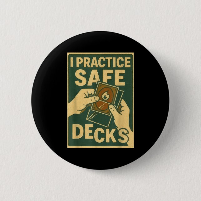 Funny Safe Decks Trading Card Game Pun Humor  2 Inch Round Button (Front)