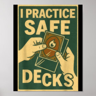Funny Safe Decks Trading Card Game Pun Humor  Poster