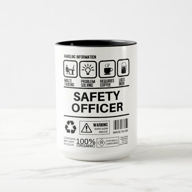 Funny Safety Officer Handling Information Mug (Center)
