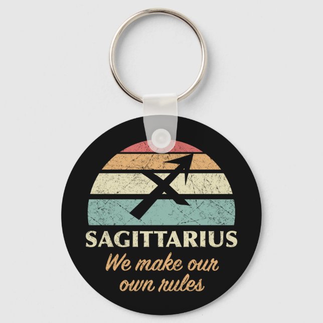 Funny Sagittarius Zodiac Rules Keychain (Front)