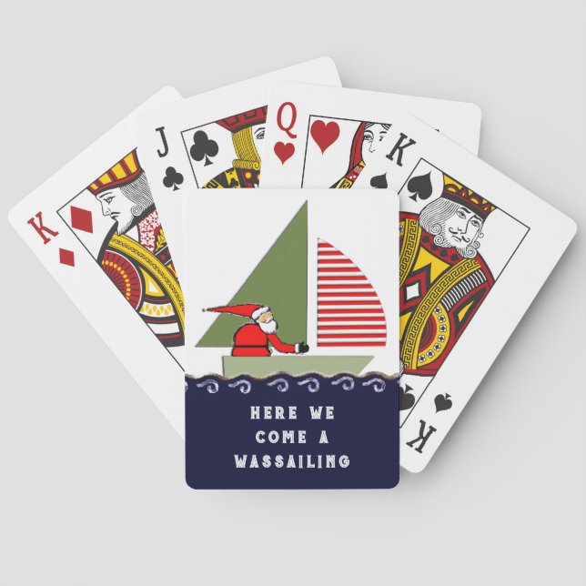 Funny Sailing Christmas Playing Cards (Back)