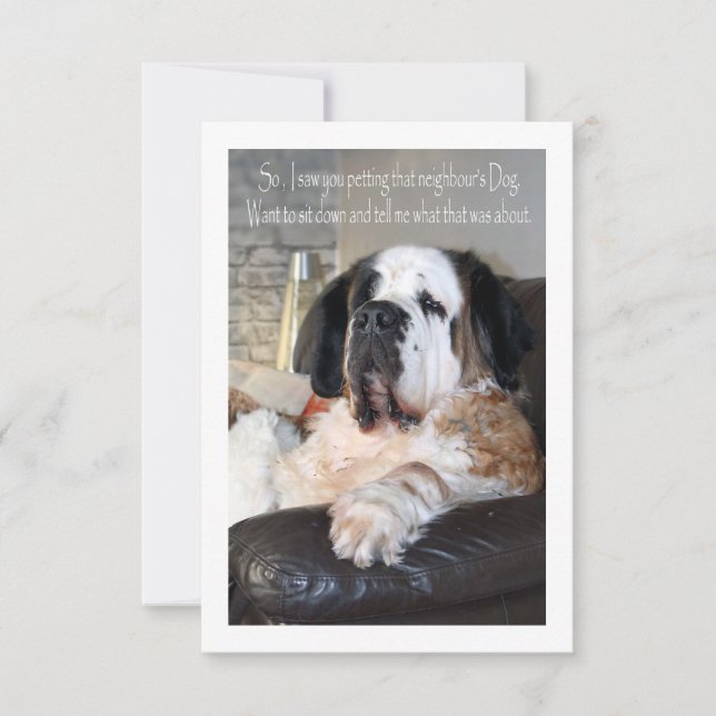 Funny Saint Bernard dog portrait Thank You Card (Front)