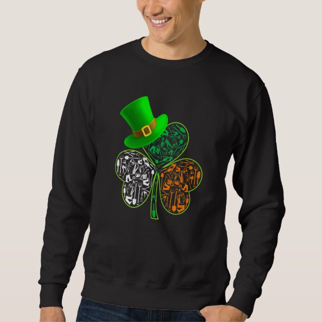Funny Saint Patrick S Day Farmer Shamrock Hat Iris Sweatshirt (Front)