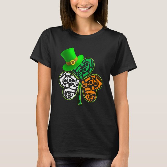 Funny Saint Patrick S Day Police Shamrock Hat Iris T-Shirt (Front)
