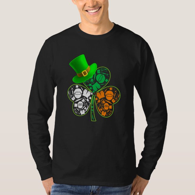 Funny Saint Patrick S Day Welder Shamrock Hat Iris T-Shirt (Front)