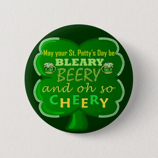 Funny Saint Patrick's Day Beer 2 Inch Round Button (Front)
