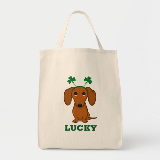 Funny Saint Patrick's Day Dog Shamrocks Custom Tote Bag (Front)