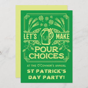 Funny Saint Patrick's Day Green Irish Beer Party Invitation