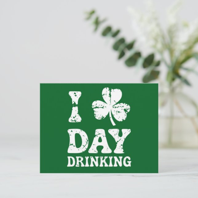 Funny Saint Patricks Day Party St Pats Funny Drink Postcard (Standing Front)