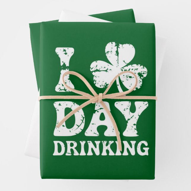 Funny Saint Patricks Day Party St Pats Funny Drink Wrapping Paper Sheet (In situ)