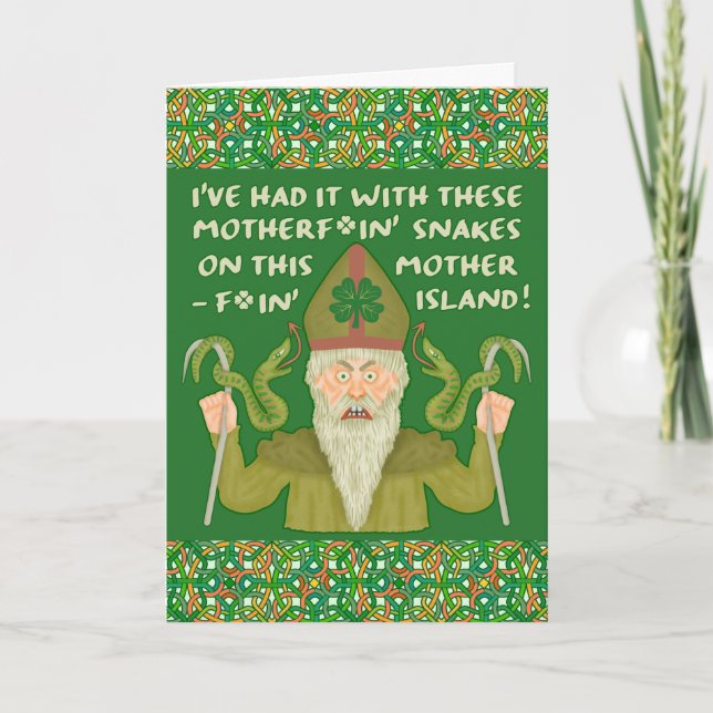 Funny Saint Patrick's Day Snakes Joke Green Irish Card (Front)