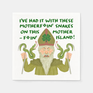 Funny Saint Patrick's Day Snakes Joke Green Irish Napkin