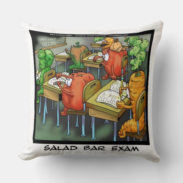 Funny Salad Bar Exam Cotton Throw Pillow (Front)