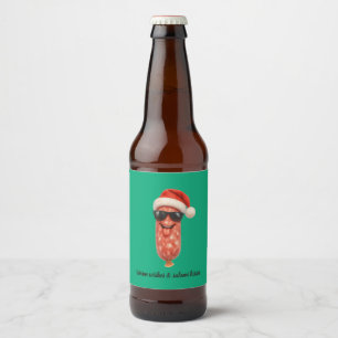 Funny salami kisses christmas beer bottle label