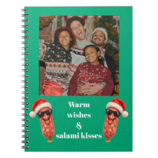 Funny salami kisses family photo christmas notebook