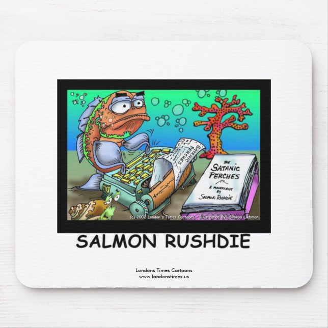 Funny Salman Rushdie Fish Mouse Pad (Front)