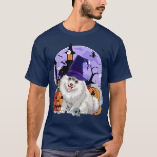 Funny Samoyed Dog Halloween Witch Pumpkin T-Shirt