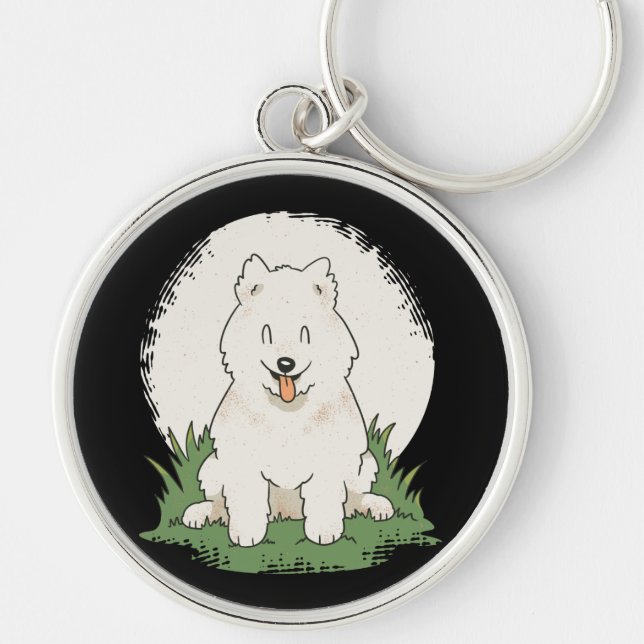 Funny Samoyed Dog Keychain (Front)
