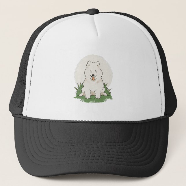 Funny Samoyed Dog Trucker Hat (Front)