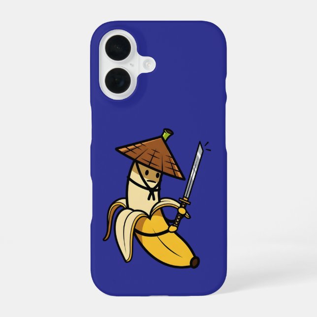Funny Samurai Banana Ronin Cartoon Illustration iPhone 16 Case (Back)