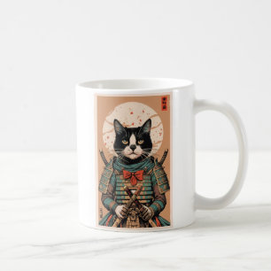 Funny samurai cat coffee mug