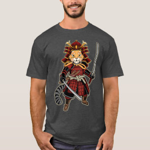Funny Samurai Cat Japanese Kitten Cats  T-Shirt