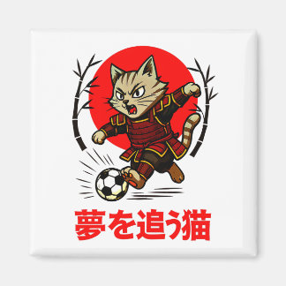 Funny Samurai Cat Soccer - For Fridge & Car Magnet