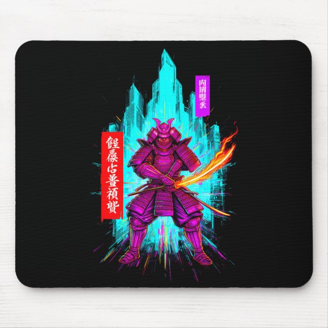 Funny samurai cyberpunk warrior saying sarcastic  mouse pad (Front)