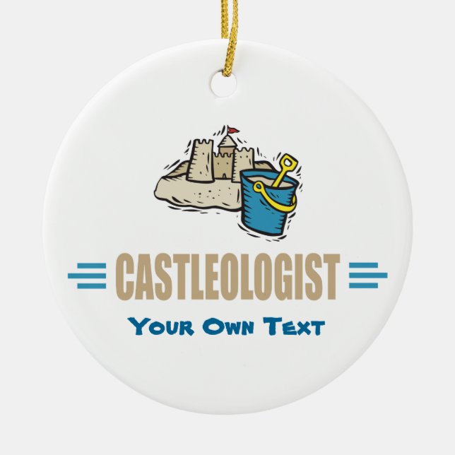 Funny Sandcastle Building Ceramic Ornament (Front)