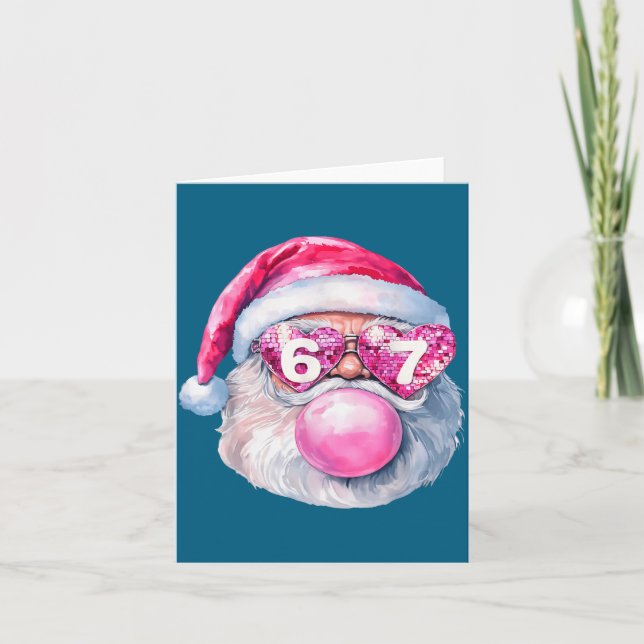 Funny Santa 67 Bubblegum Nk Christmas Six Seven Me Card (Front)