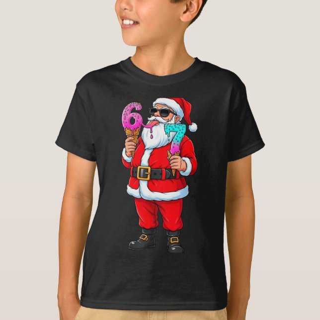 Funny Santa 67 Ice Cream Christmas Drip Xmas Teens T-Shirt (Front)