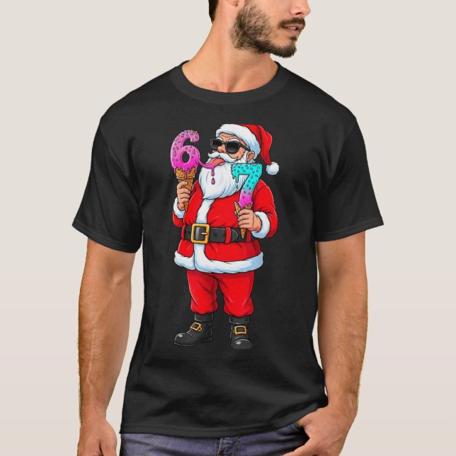 Funny Santa 67 Ice Cream Christmas Drip Xmas Teens T-Shirt (Front)