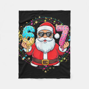 Funny Santa 67 Ice Cream Drip Christmas Xmas Teens Fleece Blanket
